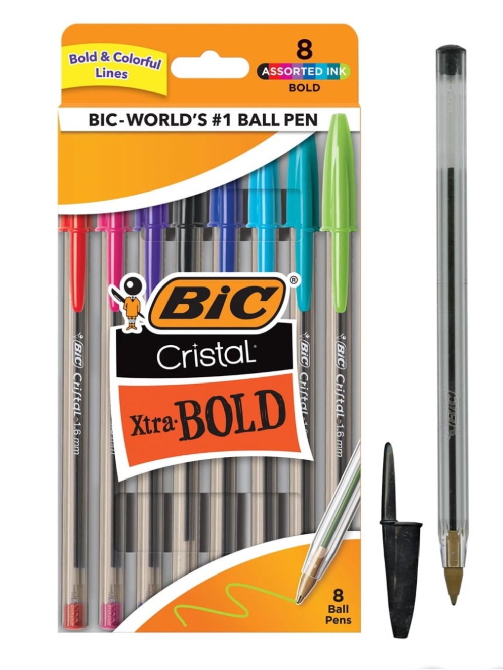 Bic Cristal Xtra Bold Ballpoint Pens - 8 Pack